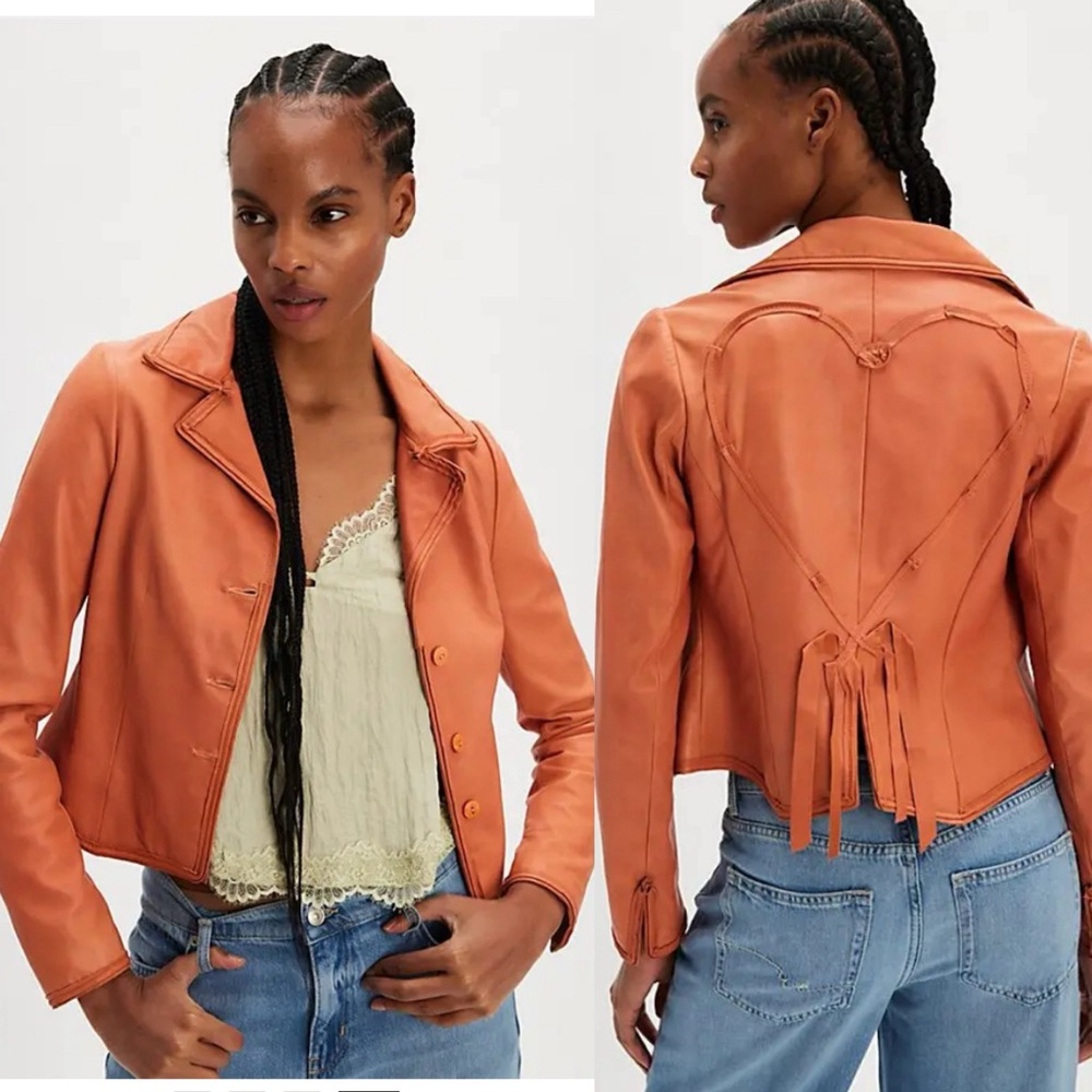 NEW Nigel Preston for Free People Little Heart Bolero Lambskin Leather Jacket m - Picture 2 of 13
